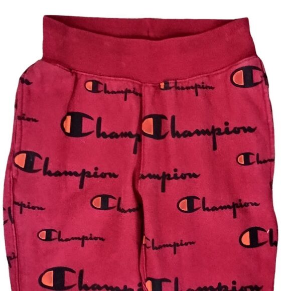Champion Reverse Weave Joggers S All Over Print Spell Out Red Track Pants Pocket - Picture 9 of 16